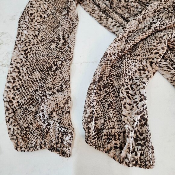 Chico's Shirt Size 1 Medium Snakeskin Animal Print Fringe Front Button Down - Picture 5 of 10